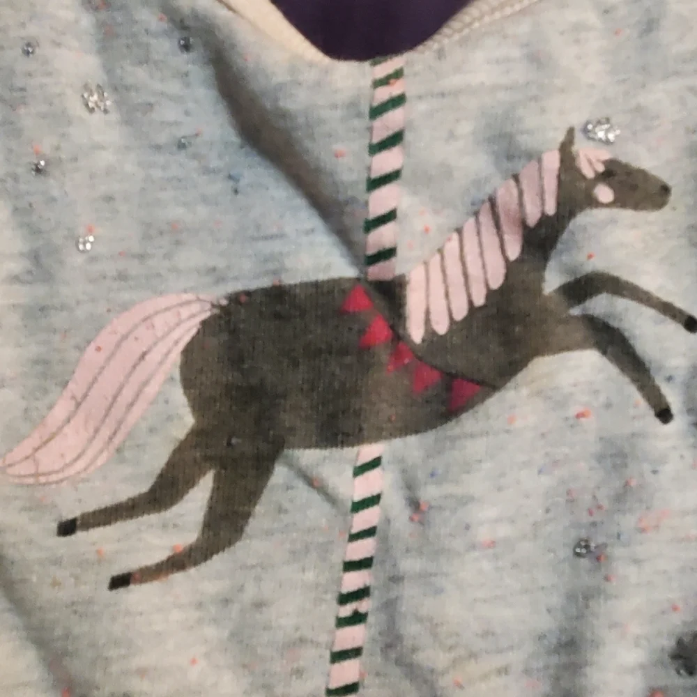 Gray Carousel Horse Graphic Top